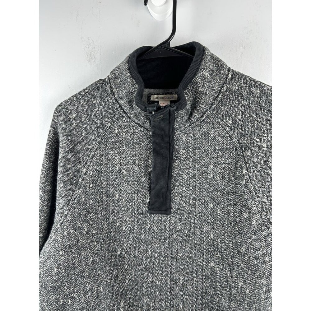 Carbon 2 Cobalt 1/4 Zip Sweater Men’s M Black Gray Knit Soft Fleece Lined - Picture 2 of 11